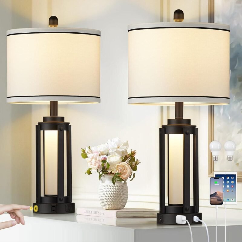 Our Honest Review: Modern Industrial Table Lamps with USB Charging