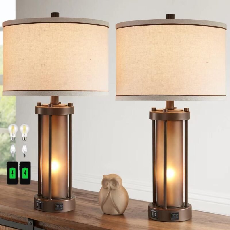 Our Review: Stylish Farmhouse Lamps with USB Ports & Nightlight Features