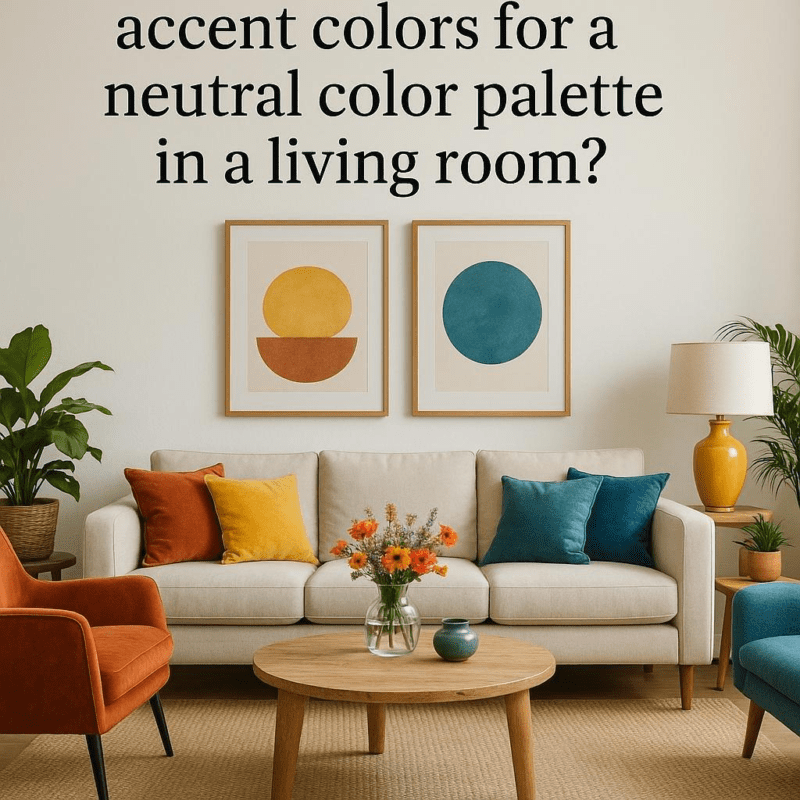 What are some popular accent colors for a neutral color palette in a living room?