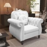 AVZEAR 3-Piece Mid-Century Modern Chesterfield Velvet Sofa Set with Tufted White Couch. - Image 6