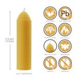 Set of 2 Handmade Beeswax Pillar Candles - Pure Rolled Beeswax for Gifts & Home Decor (1.5×6 in) - Image 2