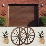 Qunclay 2 Pcs Wooden Wagon Wheel Decor – Vintage Rustic Western Cowboy Party Decorations, 12 Inch, Brown - Image 5