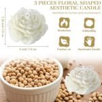 Roowest 3-Pack Floral Shaped Candles - Handmade Soy Wax for Home, Spa, Yoga, Weddings, & Gifts (White) - Image 2