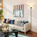 Coucrek LED Floor Lamp: Black Modern Torchiere with White Shade for Living Room or Dorm – Bulb Not Included - Image 7