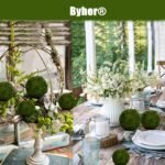 BYHER Handmade Natural Green Moss Decorative Balls (3.5") - Set of 6 for Home Decor - Image 3