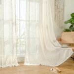 LAMIT Natural Ivory Semi-Sheer Linen Curtains, 84" Long, Cream White Light Filtering Drapes, 2 Panels, 52"x84" for Bedroom/Farmhouse. - Image 2