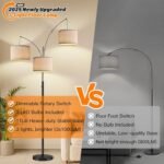 Dimmable Arc Floor Lamp with 3 Lights for Living Room, 1000LM, Beige Shades & Stable Base, Includes 3 LED Bulbs. - Image 6