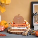 Autumn Pumpkin Tiered Tray Decor, Wood Book Stack & Thanksgiving Home Signs for Farmhouse Style. - Image 4