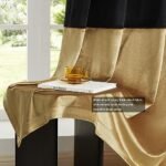 BULBUL Black Gold Color Block Velvet Curtains, 84" Long, Farmhouse Darkening Panels, Grommet Set for Bedroom & Living Room - Image 5