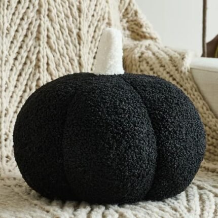 Ddliury Pumpkin Pillows, Decorative Throw Pillows for Couch Bed, Fall Pillow Home Decor for Bedroom Living Room, Halloween Fall Room Décor (Black, 11 Inches)