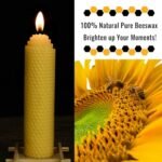 Set of 2 Handmade Beeswax Pillar Candles - Pure Rolled Beeswax for Gifts & Home Decor (1.5×6 in) - Image 4