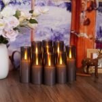 Upgrade your space with Thorbling Flameless LED Candles: 9 Realistic Flickering Pillars, Battery Operated with Remote Timer (Grey). - Image 4