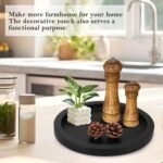 Small Round Wooden Decorative Tray for Coffee Tables—Rustic Black Farmhouse Home Décor & Bathroom Accessory. - Image 7