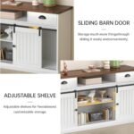 AntsandAnts Coastal TV Stand for 65" TV | Mid-Century Wood Entertainment Center with Storage | Farmhouse Console Table for Living Room or Bedroom - White - Image 4