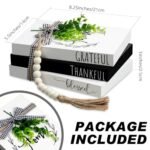 Capoda 3-Piece Rustic Decorative Books Set for Farmhouse Decor with Bead Garland and Twine Ribbon - Image 5