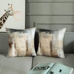 Britimes 18x18 Decorative Throw Pillow Covers Set of 2, Abstract Oil Painting Art for Living Room & Bedroom in Taupe, Tan, Grey, Brown, Beige. - Image 3