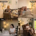 QIYIZM Boho Rattan Floor Lamp: 3-Light Industrial Black Standing Lamp for Living Room & Bedroom - Image 7