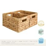 Wicker Storage Basket Set - 2 Medium Water Hyacinth Baskets with Handles for Organizing. - Image 2