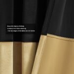 BULBUL Black Gold Color Block Velvet Curtains, 84" Long, Farmhouse Darkening Panels, Grommet Set for Bedroom & Living Room - Image 3