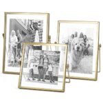 AceList Set of 3 Glass Photo Frame Collection Simple Metal Geometric Picture Frame with Glass Cover Includes 4"" x 4"", 4"" x 6"", 5"" x 7""