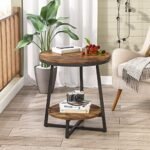 Tribesigns 2-Tier Round End Table with Storage Shelf – Rustic Brown Industrial Nightstand for Small Spaces - Image 3