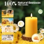 12-Pack Unscented Pure Beeswax Pillar Candles - 384 Hour Burn Time, Dripless & Smokeless - 2x3in - Image 3