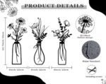 Pigort 3-Piece Metal Flower Wall Art Set - Rustic Black Decor for Living Room, Bathroom, or Bedroom - Perfect Housewarming Gift - Image 3