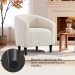 Yaheetech Ivory Barrel Chairs: Cozy Furry Accent Chairs with Soft Padded Armrests, Set of 2 for Living Room or Office. - Image 6