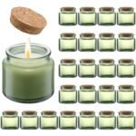 Danmu 3oz Glass Candle Jars,Candle Jars for Making Candles,Wedding,Baby Shower,Party Favors Decoration 24 Pack(Green)