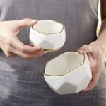 Kate Aspen Geometric Ceramic Planters – Set of 2 Decorative Bowls, Small & Medium, White - Image 3