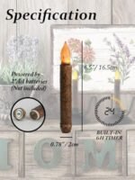 ONEIHOMM 12 Pcs 6.5'' Real Wax Flameless Taper Candles with Timer – Rustic Battery-Operated Decor for Halloween - Image 2