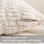 Aegero 2-Pack of 18x18 Inch Soft Striped Corduroy Throw Pillow Covers in Cream White for Modern Farmhouse Decor - Image 4