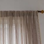 84-Inch Linen Curtains with Embroidered Stripes - Light Filtering Tassel Boho Drapes for Living Room or Bedroom, 2 Panels (52"W x 84"L, Khaki) - Image 5