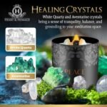 Heart & Homage Natural Scented Meditation Candle with Healing Crystals - Luxurious Wood Wick, 8.11 oz (English Pear & Freesia) in Premium Gift Packaging. - Image 2