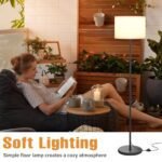 Modern 60" Tall Floor Lamp with White Shade, Foot Pedal Switch for Living Room and Office, Black Pole (Bulb Not Included) - Image 6