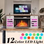 AMERLIFE Farmhouse Living Room Table Set: 70" Fireplace TV Stand, 36" Electric Fireplace & Coffee Table with Charging Station, White & Barnwood. - Image 6