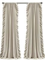 Lush Decor Reyna Ruffle Window Curtain Panel Set, Pair, 54" W x 84" L, Wheat - Flowy Curtain Set - Romantic Ruffle Curtains for Bedroom, Living room, or Dining Room - Farmhouse & Cottage Home Decor