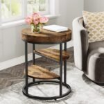 Tribesigns Round End Table Set of 2 – 3-Tier Rustic Industrial Side Tables for Small Spaces - Image 3