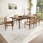 9x12 Washable Vintage Boho Medallion Rug for Living Room, Bedroom, Office – Beige, Non-Slip, Low Pile - Image 3