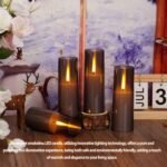 Upgrade your space with Thorbling Flameless LED Candles: 9 Realistic Flickering Pillars, Battery Operated with Remote Timer (Grey). - Image 5