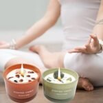 Healing Crystal Chakra Jar Candles Set - Scented Soy Candles for Women in Green & Orange (2 Pack) - Image 4