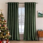 MIULEE Velvet Curtains 84 inches 2 Panels - Luxury Blackout Curtains for Bedroom Living Room Thermal Insulated Super Soft Window Drapes Rod Pocket & Back Tab, Olive Green, W52 x L84 inches