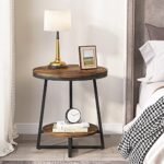Tribesigns 2-Tier Round End Table with Storage Shelf – Rustic Brown Industrial Nightstand for Small Spaces - Image 4
