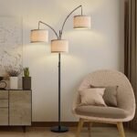 Dimmable Arc Floor Lamp with 3 Lights for Living Room, 1000LM, Beige Shades & Stable Base, Includes 3 LED Bulbs. - Image 8