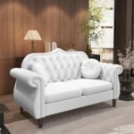AVZEAR 3-Piece Mid-Century Modern Chesterfield Velvet Sofa Set with Tufted White Couch. - Image 5
