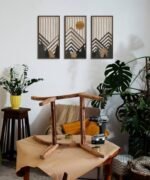 Putuo Decor Boho Mountain Wall Art Set of 3 - Rustic Wooden, Nature-Inspired Geometric Art for Mid-Century Living Spaces (16.5x8.6 in) - Image 6