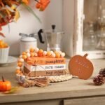 Autumn Pumpkin Tiered Tray Decor, Wood Book Stack & Thanksgiving Home Signs for Farmhouse Style. - Image 5