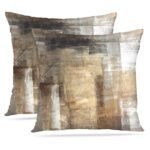Britimes Throw Pillow Covers Modern Home Art Decor, 18 x 18 Inches Set of 2 Pillow Cases Decorative, Abstract Oil Painting Pillowcases for Bedroom, Living Room, Taupe Tan Grey Brown Beige