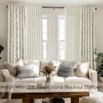 Neutral 84-Inch Farmhouse Curtains: Taupe Cream Boho Sheer Floral Design for Living & Dining Rooms - 2 Panels Set. - Image 2