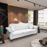 AVZEAR 3-Piece Mid-Century Modern Chesterfield Velvet Sofa Set with Tufted White Couch. - Image 4